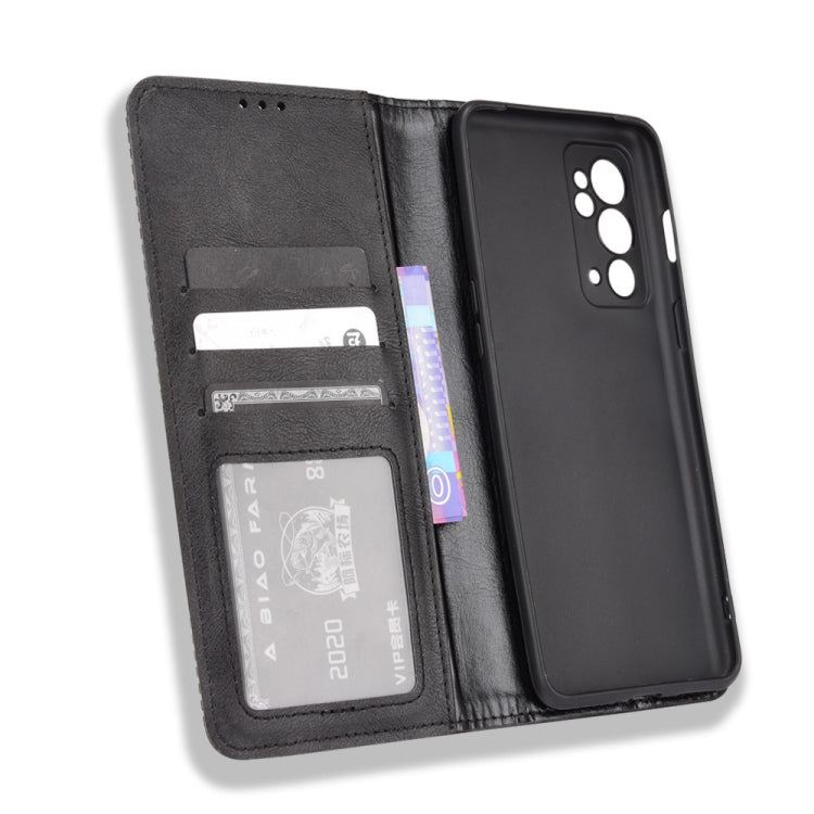 For OnePlus 9RT 5G Magnetic Buckle Retro Crazy Horse Texture Horizontal Flip Phone Leather Case with Holder & Card Slots & Photo Frame