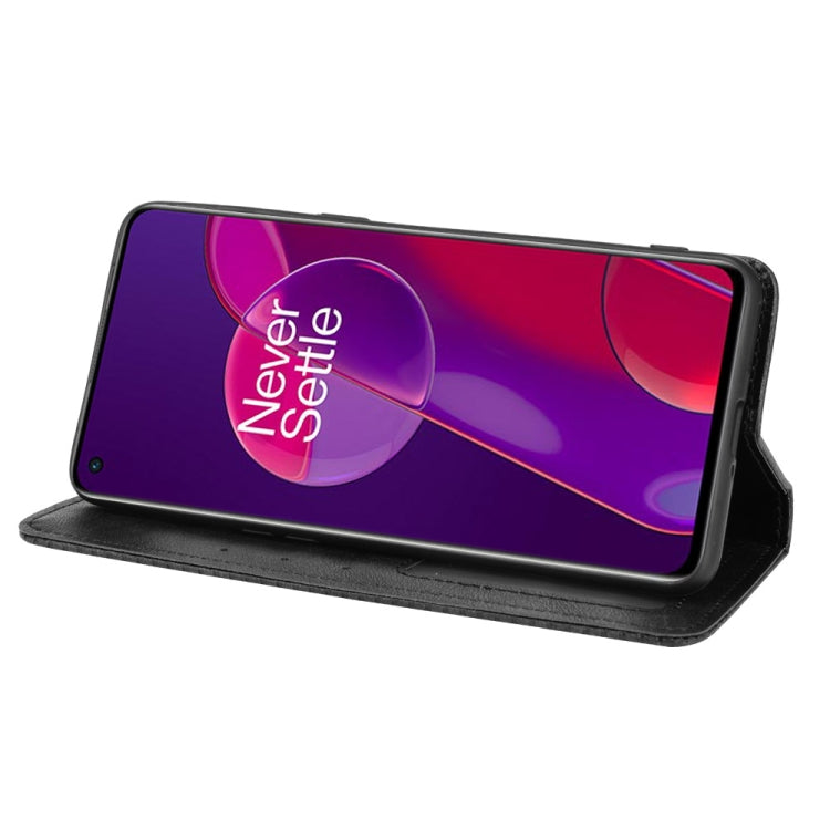 For OnePlus 9RT 5G Magnetic Buckle Retro Crazy Horse Texture Horizontal Flip Phone Leather Case with Holder & Card Slots & Photo Frame