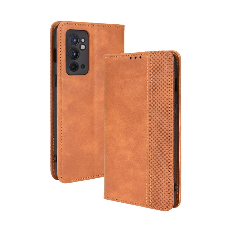 For OnePlus 9RT 5G Magnetic Buckle Retro Crazy Horse Texture Horizontal Flip Phone Leather Case with Holder & Card Slots & Photo Frame
