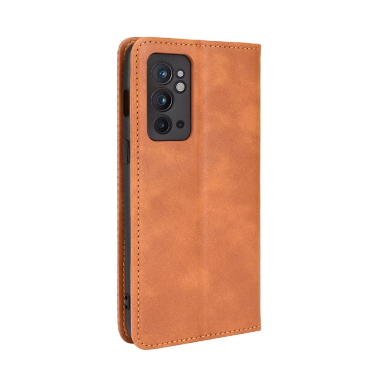 For OnePlus 9RT 5G Magnetic Buckle Retro Crazy Horse Texture Horizontal Flip Phone Leather Case with Holder & Card Slots & Photo Frame