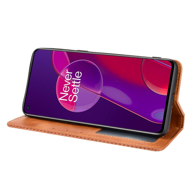 For OnePlus 9RT 5G Magnetic Buckle Retro Crazy Horse Texture Horizontal Flip Phone Leather Case with Holder & Card Slots & Photo Frame