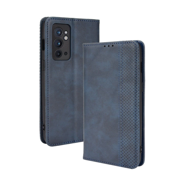 For OnePlus 9RT 5G Magnetic Buckle Retro Crazy Horse Texture Horizontal Flip Phone Leather Case with Holder & Card Slots & Photo Frame