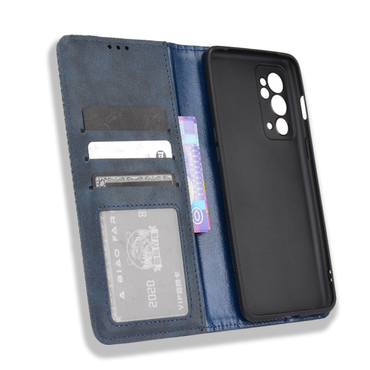 For OnePlus 9RT 5G Magnetic Buckle Retro Crazy Horse Texture Horizontal Flip Phone Leather Case with Holder & Card Slots & Photo Frame