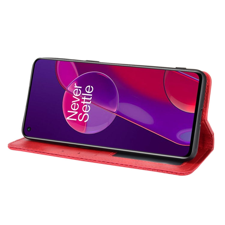 For OnePlus 9RT 5G Magnetic Buckle Retro Crazy Horse Texture Horizontal Flip Phone Leather Case with Holder & Card Slots & Photo Frame
