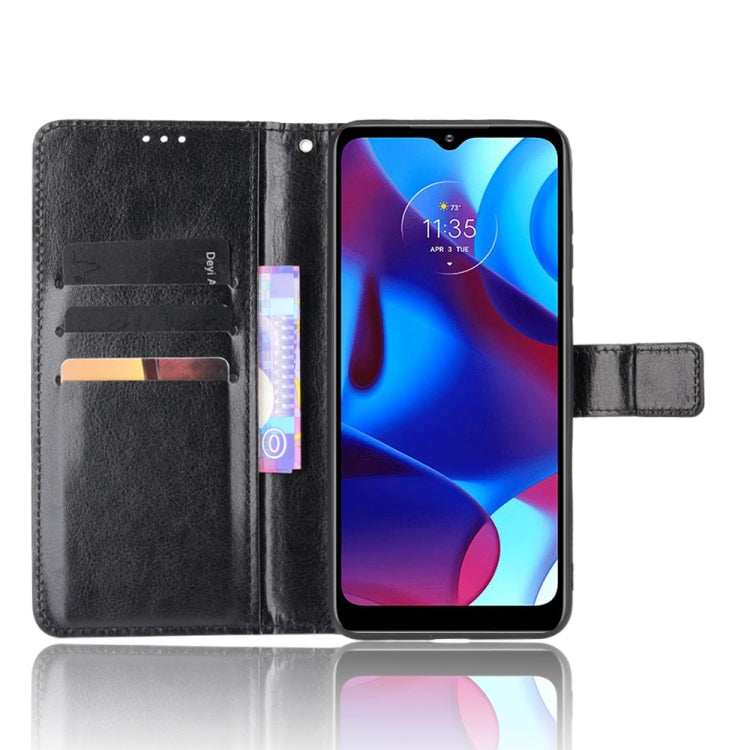 For Motorola Moto G Pure Crazy Horse Texture Horizontal Flip Phone Leather Case with Holder & Card Slots & Lanyard