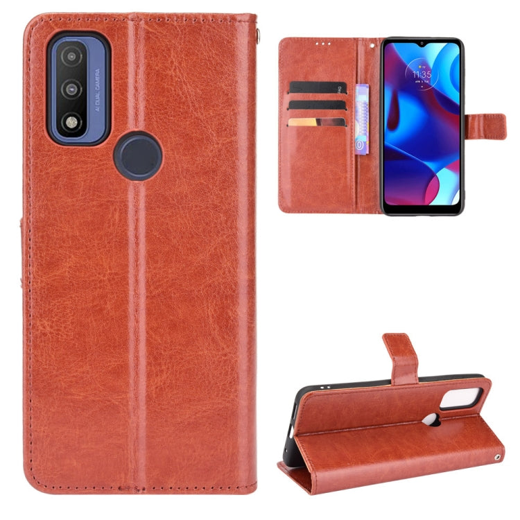 For Motorola Moto G Pure Crazy Horse Texture Horizontal Flip Phone Leather Case with Holder & Card Slots & Lanyard