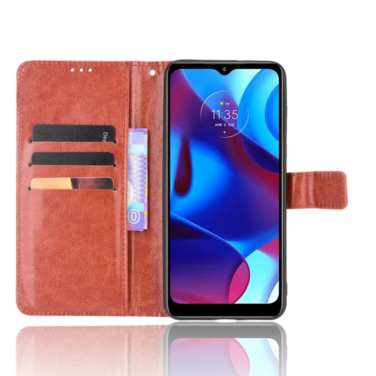 For Motorola Moto G Pure Crazy Horse Texture Horizontal Flip Phone Leather Case with Holder & Card Slots & Lanyard