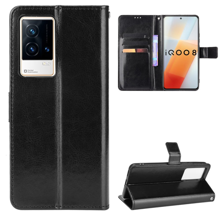 For vivo iQOO 8 Crazy Horse Texture Horizontal Flip Phone Leather Case with Holder & Card Slots & Lanyard