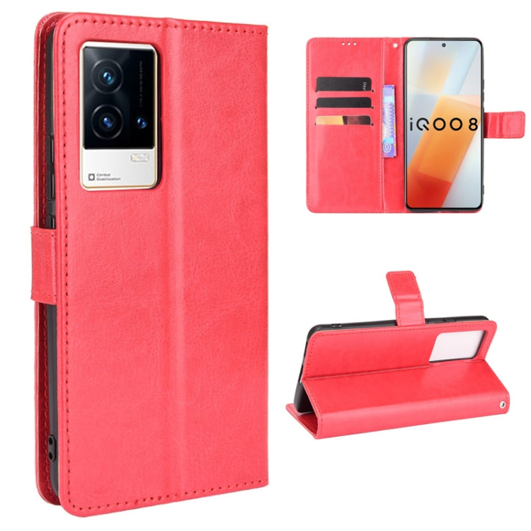 For vivo iQOO 8 Crazy Horse Texture Horizontal Flip Phone Leather Case with Holder & Card Slots & Lanyard