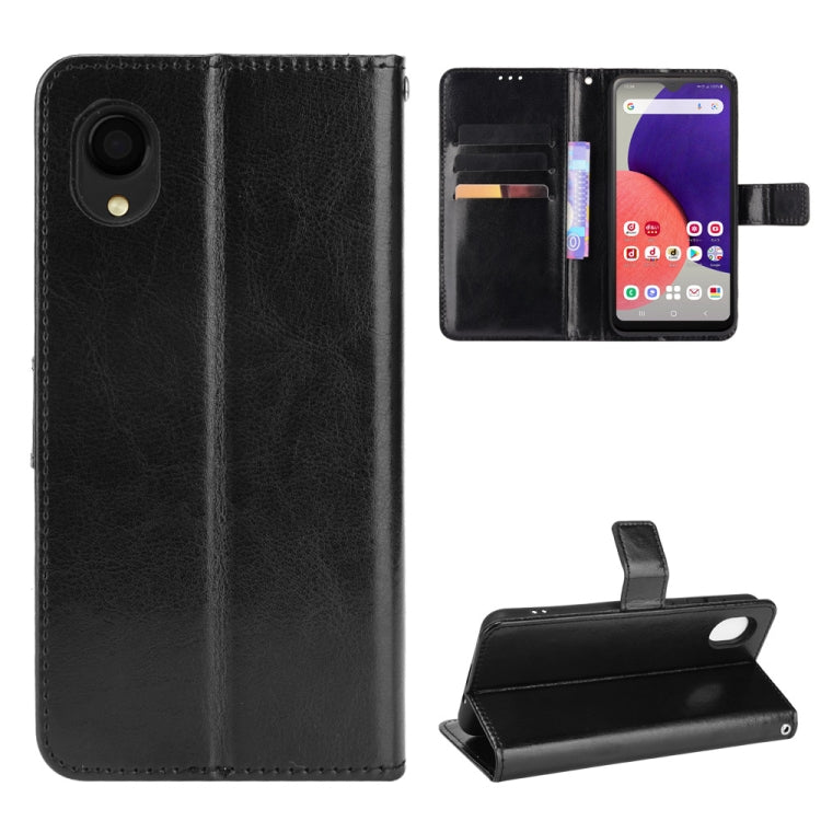 For Samsung Galaxy A22 5G JP Version Crazy Horse Texture Horizontal Flip Phone Leather Case with Holder & Card Slots & Lanyard