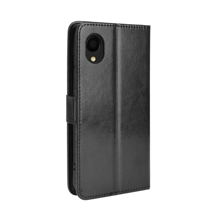 For Samsung Galaxy A22 5G JP Version Crazy Horse Texture Horizontal Flip Phone Leather Case with Holder & Card Slots & Lanyard