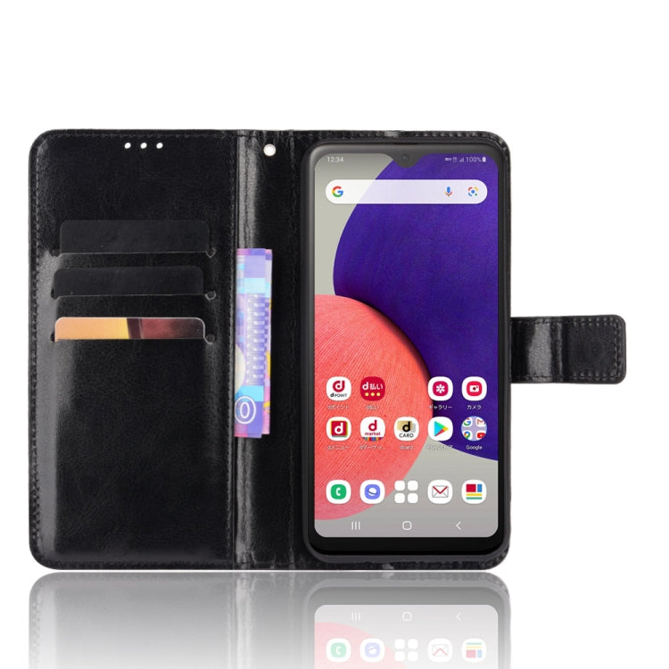 For Samsung Galaxy A22 5G JP Version Crazy Horse Texture Horizontal Flip Phone Leather Case with Holder & Card Slots & Lanyard