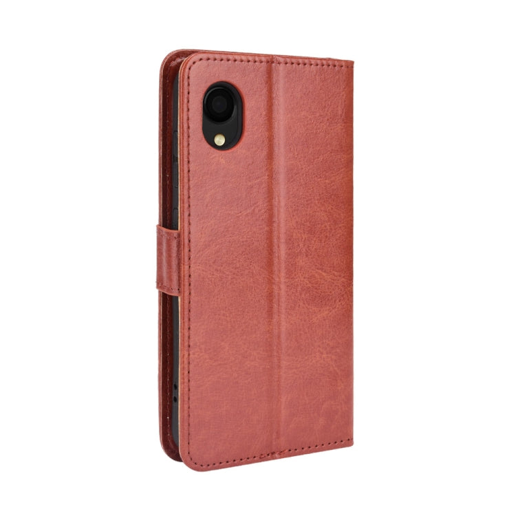 For Samsung Galaxy A22 5G JP Version Crazy Horse Texture Horizontal Flip Phone Leather Case with Holder & Card Slots & Lanyard