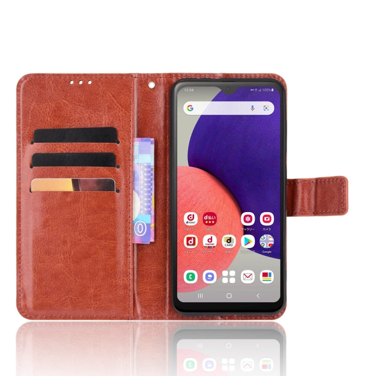 For Samsung Galaxy A22 5G JP Version Crazy Horse Texture Horizontal Flip Phone Leather Case with Holder & Card Slots & Lanyard