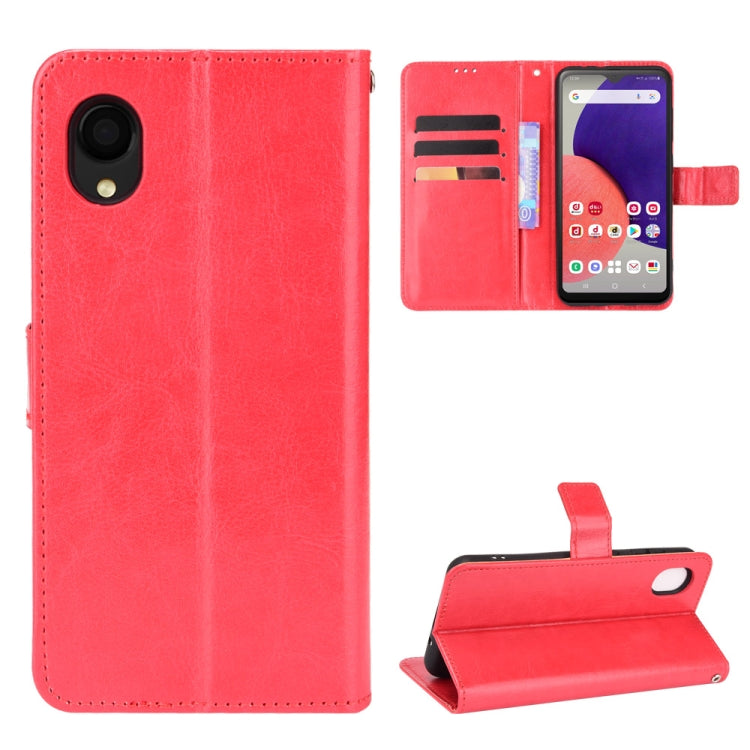For Samsung Galaxy A22 5G JP Version Crazy Horse Texture Horizontal Flip Phone Leather Case with Holder & Card Slots & Lanyard