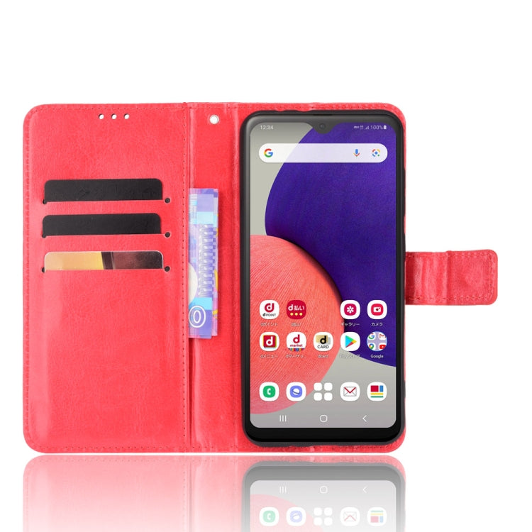For Samsung Galaxy A22 5G JP Version Crazy Horse Texture Horizontal Flip Phone Leather Case with Holder & Card Slots & Lanyard