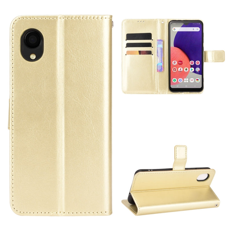 For Samsung Galaxy A22 5G JP Version Crazy Horse Texture Horizontal Flip Phone Leather Case with Holder & Card Slots & Lanyard