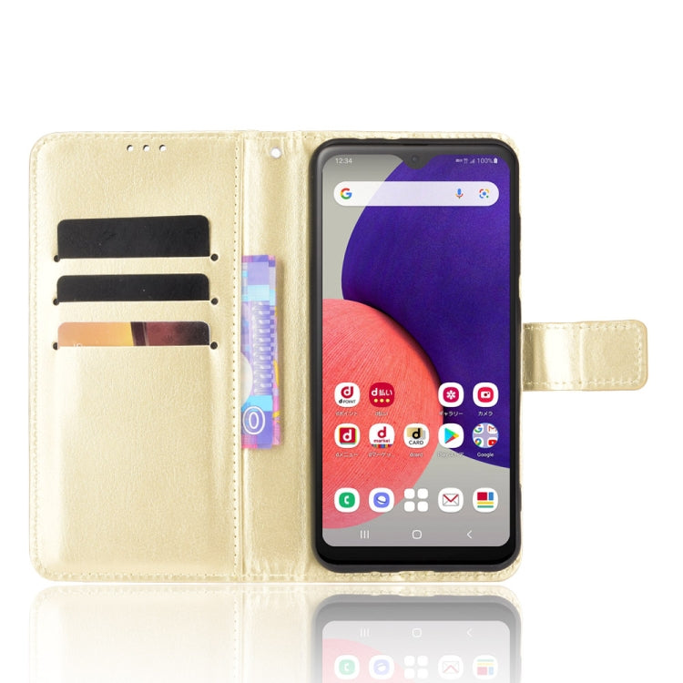 For Samsung Galaxy A22 5G JP Version Crazy Horse Texture Horizontal Flip Phone Leather Case with Holder & Card Slots & Lanyard