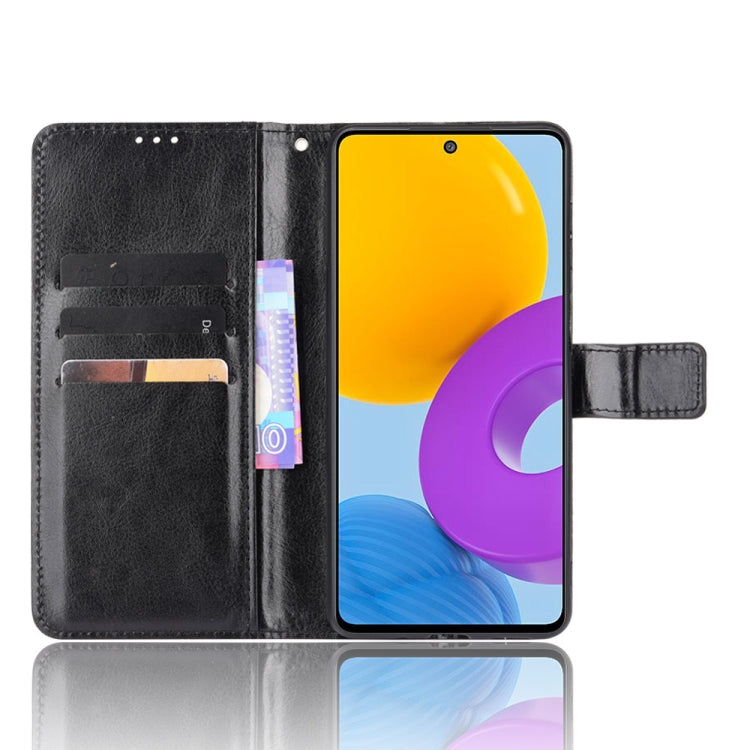 For Samsung Galaxy M52 5G Crazy Horse Texture Horizontal Flip Phone Leather Case with Holder & Card Slots & Lanyard