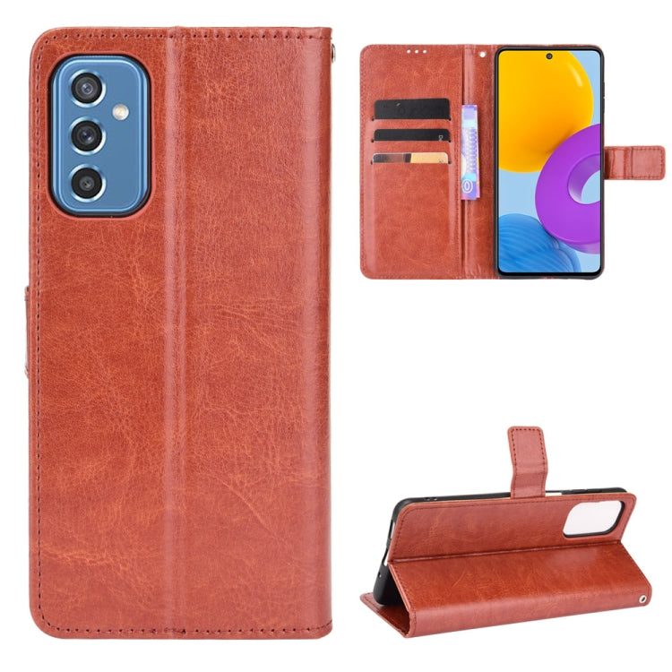 For Samsung Galaxy M52 5G Crazy Horse Texture Horizontal Flip Phone Leather Case with Holder & Card Slots & Lanyard