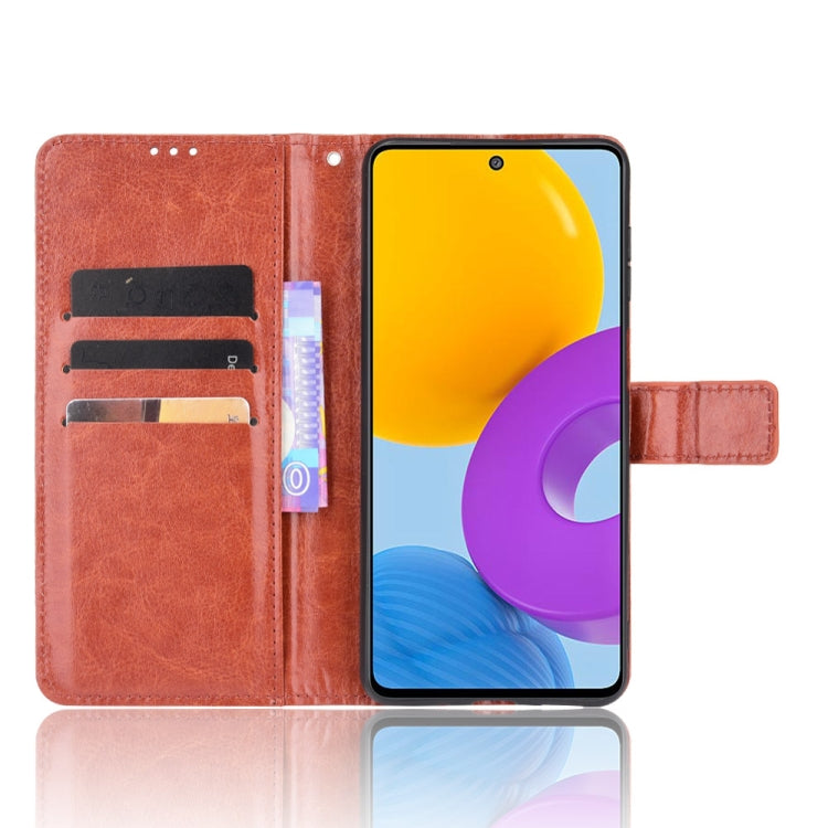 For Samsung Galaxy M52 5G Crazy Horse Texture Horizontal Flip Phone Leather Case with Holder & Card Slots & Lanyard