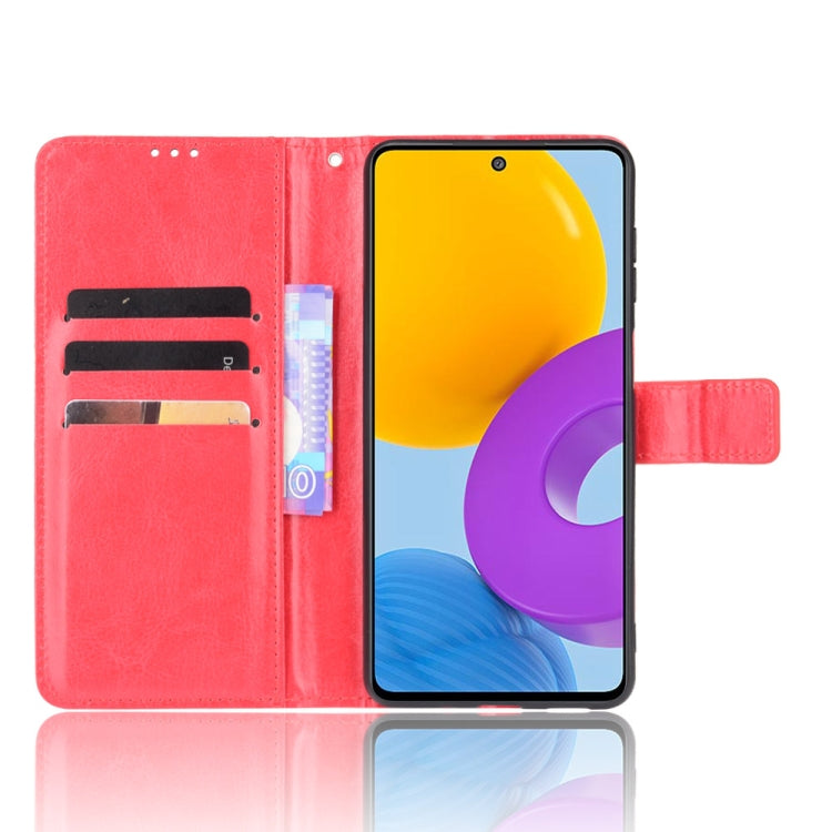For Samsung Galaxy M52 5G Crazy Horse Texture Horizontal Flip Phone Leather Case with Holder & Card Slots & Lanyard