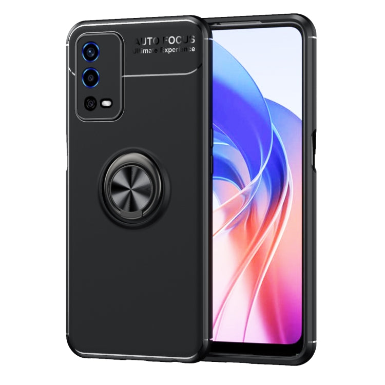 For OPPO A55 4G Metal Ring Holder 360 Degree Rotating TPU Phone Case