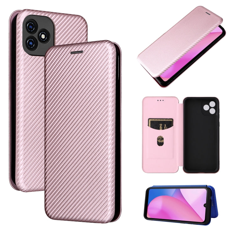For Blackview Oscal C20 Carbon Fiber Texture Horizontal Flip Leather Phone Case with Card Slot