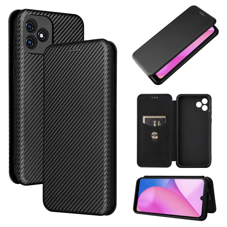 For Blackview Oscal C20 Carbon Fiber Texture Horizontal Flip Leather Phone Case with Card Slot