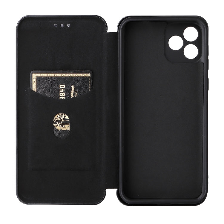 For Blackview Oscal C20 Carbon Fiber Texture Horizontal Flip Leather Phone Case with Card Slot