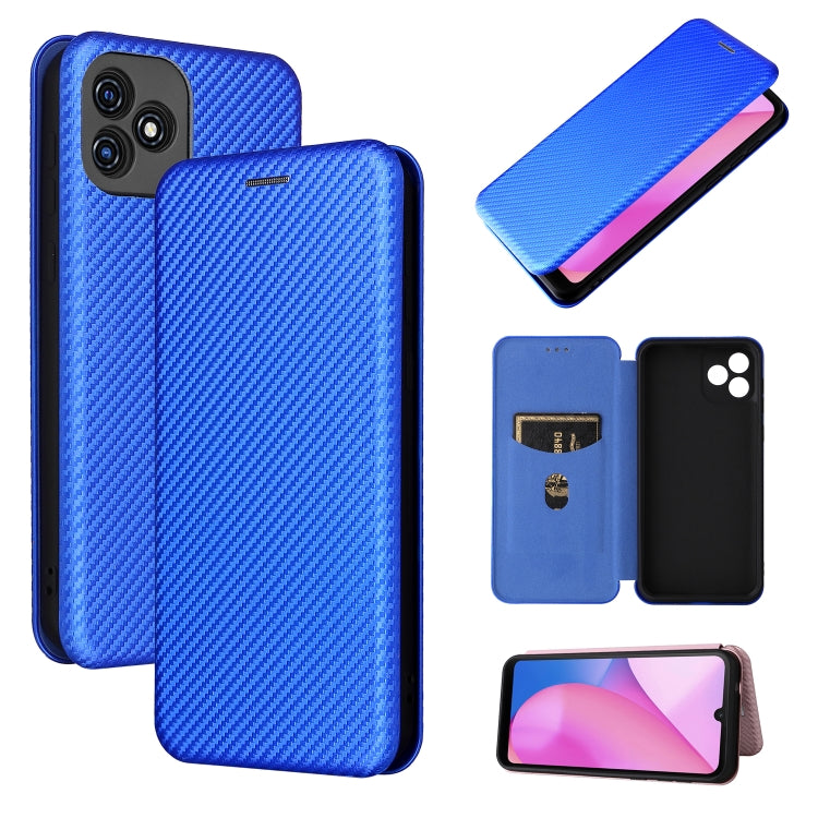 For Blackview Oscal C20 Carbon Fiber Texture Horizontal Flip Leather Phone Case with Card Slot