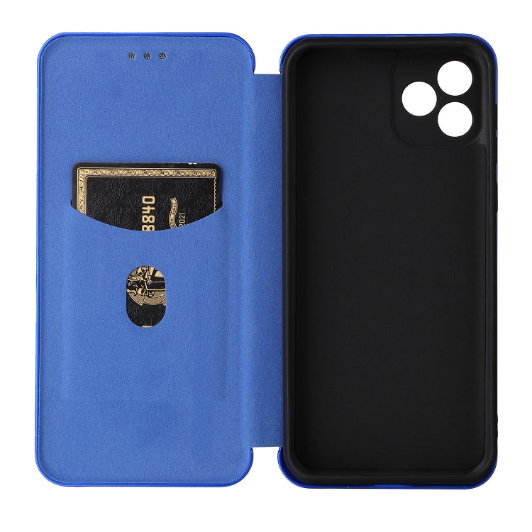 For Blackview Oscal C20 Carbon Fiber Texture Horizontal Flip Leather Phone Case with Card Slot