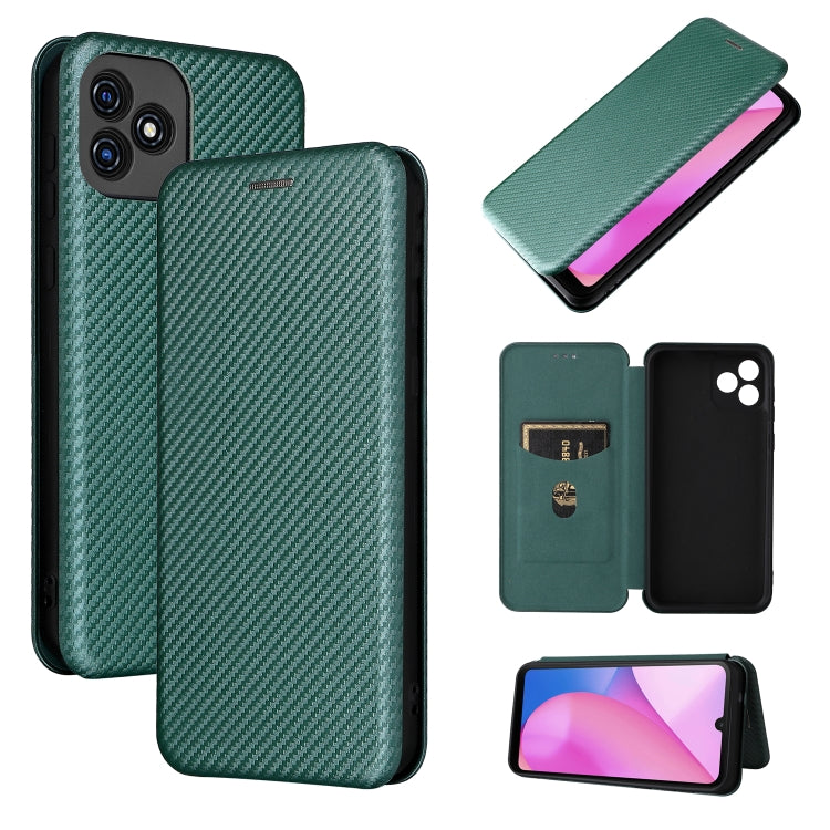 For Blackview Oscal C20 Carbon Fiber Texture Horizontal Flip Leather Phone Case with Card Slot