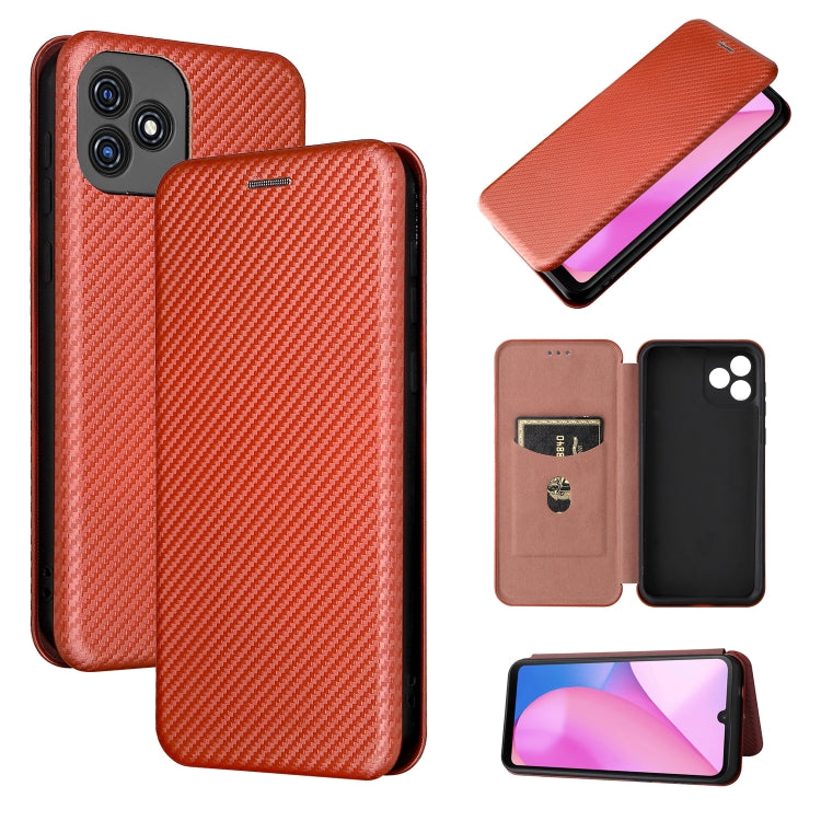 For Blackview Oscal C20 Carbon Fiber Texture Horizontal Flip Leather Phone Case with Card Slot