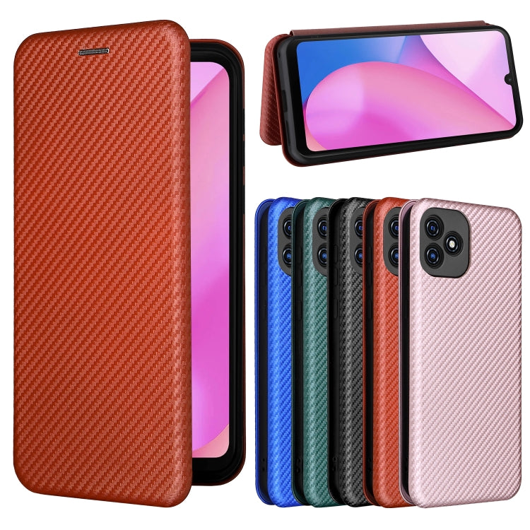 For Blackview Oscal C20 Carbon Fiber Texture Horizontal Flip Leather Phone Case with Card Slot