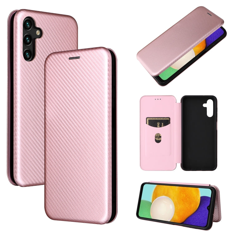 For Samsung Galaxy A13 5G Carbon Fiber Texture Horizontal Flip Leather Phone Case with Card Slot