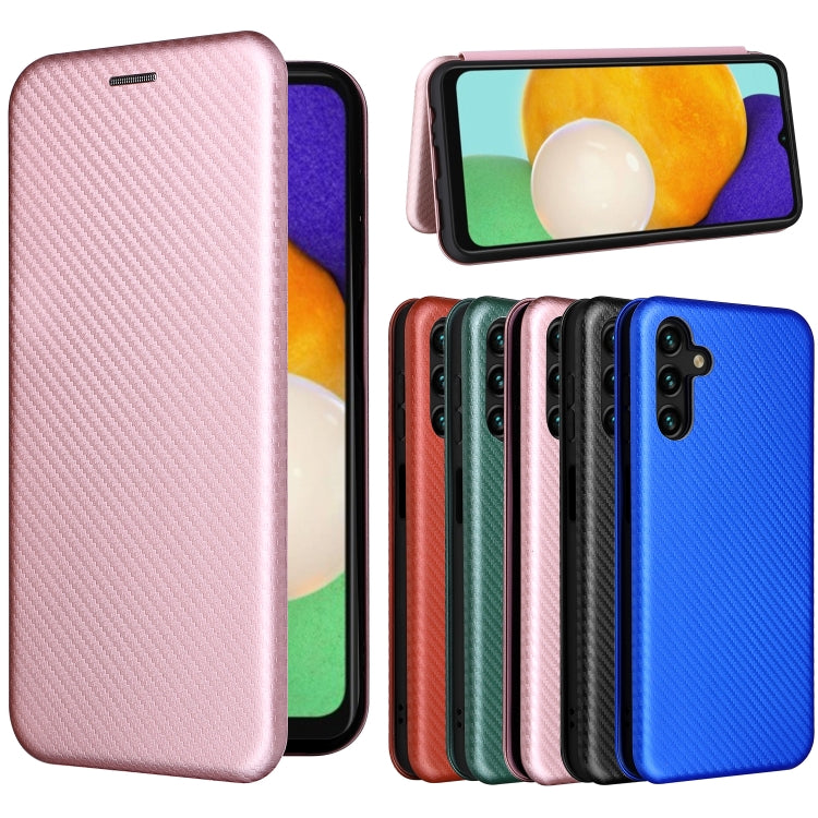 For Samsung Galaxy A13 5G Carbon Fiber Texture Horizontal Flip Leather Phone Case with Card Slot