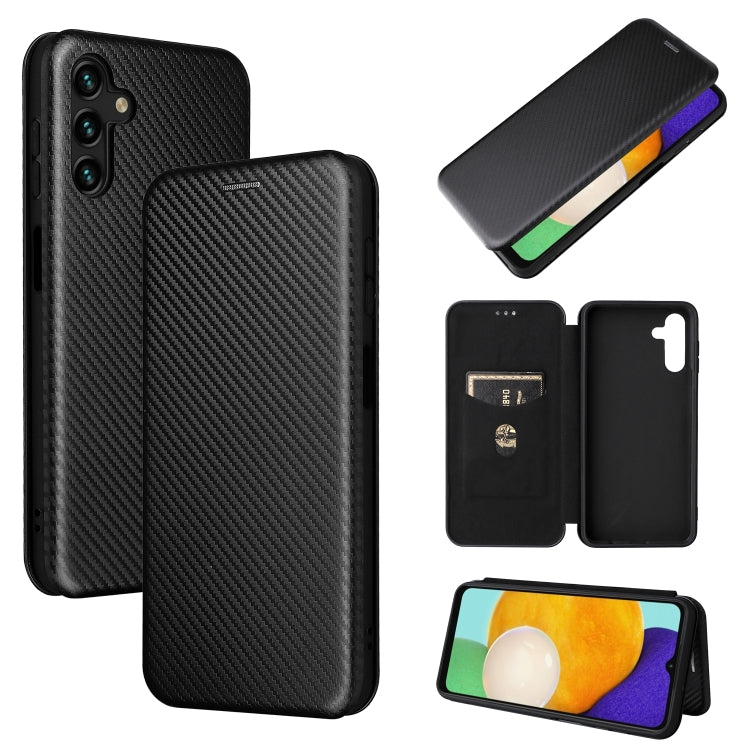 For Samsung Galaxy A13 5G Carbon Fiber Texture Horizontal Flip Leather Phone Case with Card Slot