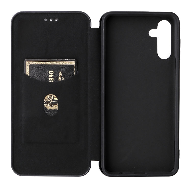For Samsung Galaxy A13 5G Carbon Fiber Texture Horizontal Flip Leather Phone Case with Card Slot