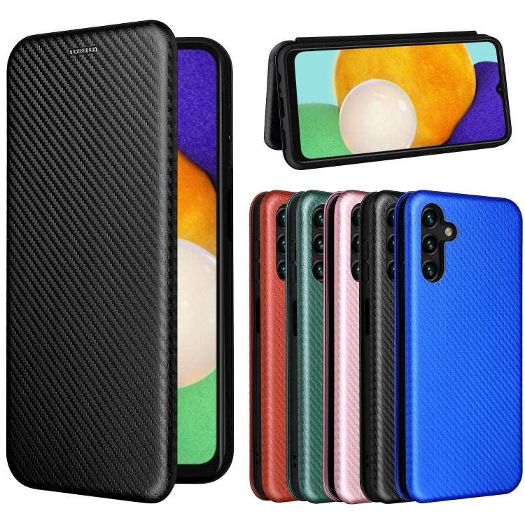 For Samsung Galaxy A13 5G Carbon Fiber Texture Horizontal Flip Leather Phone Case with Card Slot