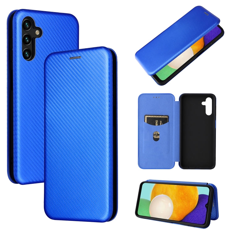 For Samsung Galaxy A13 5G Carbon Fiber Texture Horizontal Flip Leather Phone Case with Card Slot