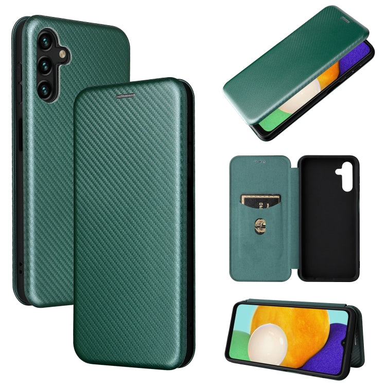 For Samsung Galaxy A13 5G Carbon Fiber Texture Horizontal Flip Leather Phone Case with Card Slot