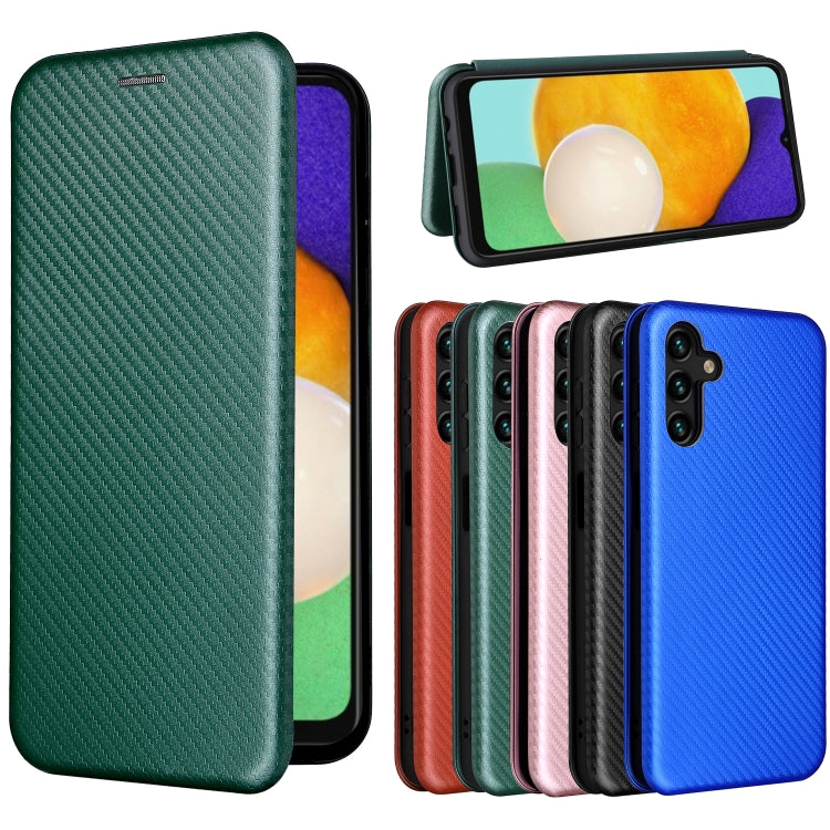 For Samsung Galaxy A13 5G Carbon Fiber Texture Horizontal Flip Leather Phone Case with Card Slot