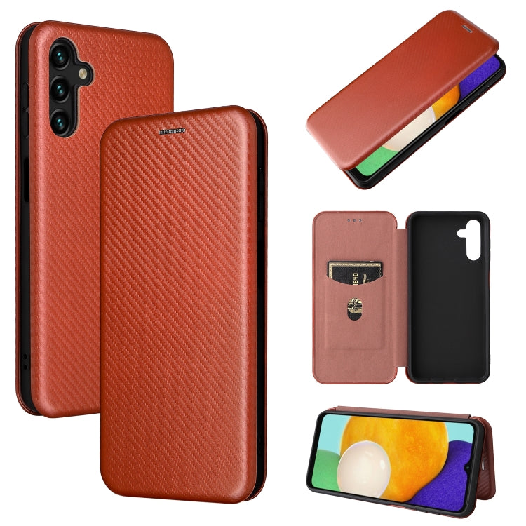 For Samsung Galaxy A13 5G Carbon Fiber Texture Horizontal Flip Leather Phone Case with Card Slot