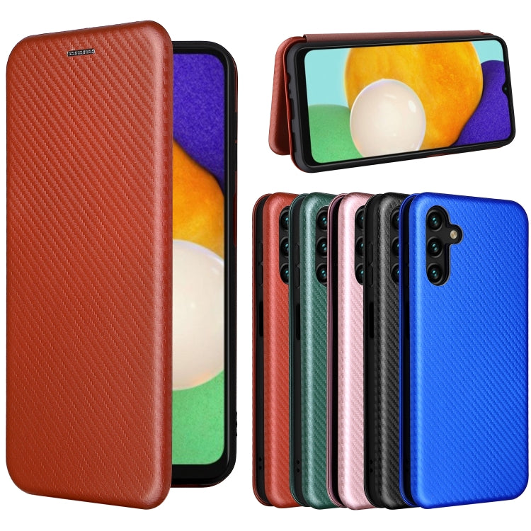 For Samsung Galaxy A13 5G Carbon Fiber Texture Horizontal Flip Leather Phone Case with Card Slot