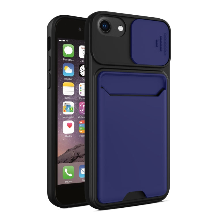 Sliding Camera Cover Design TPU + PC Shockproof Phone Case with Card Slot For iPhone 6