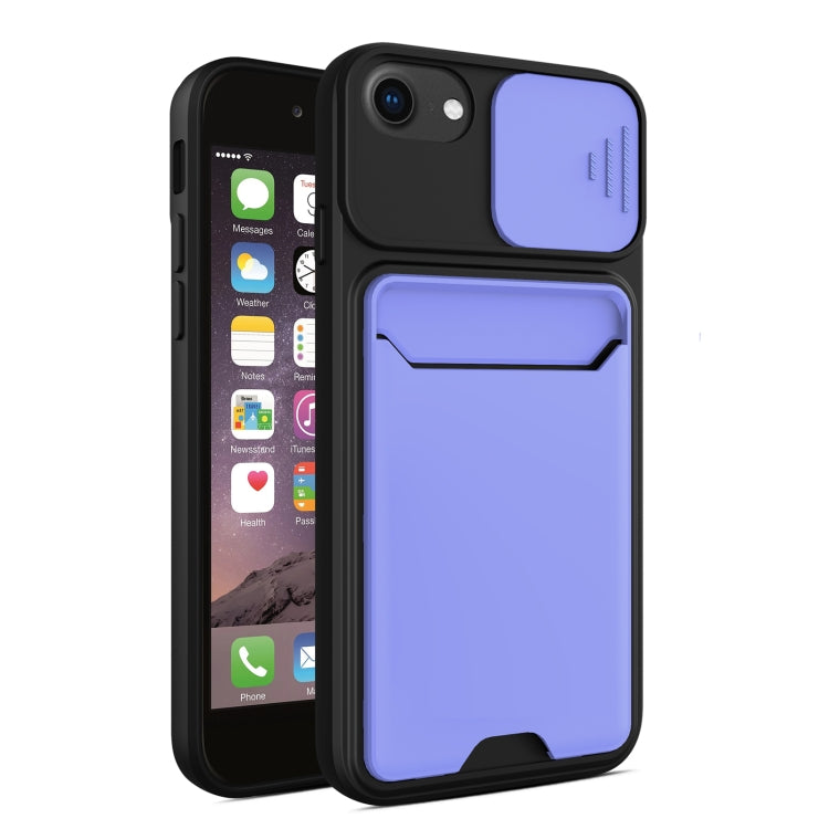 Sliding Camera Cover Design TPU + PC Shockproof Phone Case with Card Slot For iPhone 6
