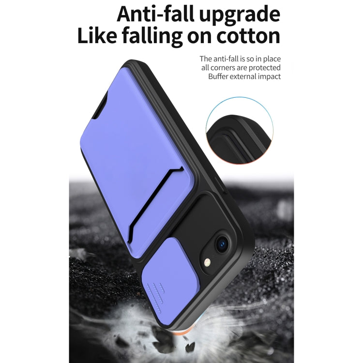 Sliding Camera Cover Design TPU + PC Shockproof Phone Case with Card Slot For iPhone 6