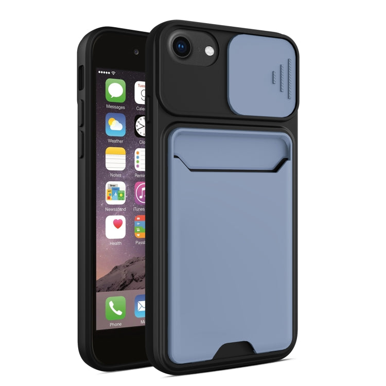 Sliding Camera Cover Design TPU + PC Shockproof Phone Case with Card Slot For iPhone 6