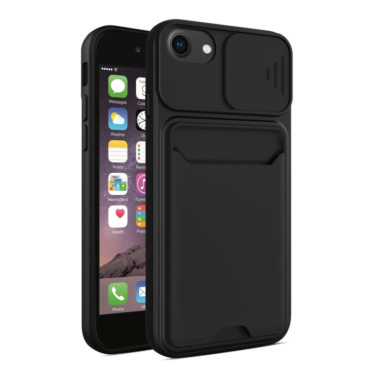 Sliding Camera Cover Design TPU + PC Shockproof Phone Case with Card Slot For iPhone 6